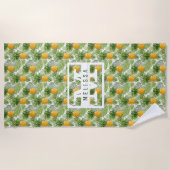 Serviette De Plage Ajoutez vos palmettes et ananas | tropicaux nommés (Devant)