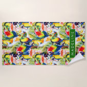 Serviette De Plage Ajoutez vos perroquets et palmettes nommés de | (Devant)