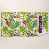 Serviette De Plage Ajoutez vos perroquets | tropicaux nommés (Devant)