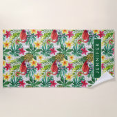 Serviette De Plage Ajoutez votre aquarelle | tropicale nommée (Devant)
