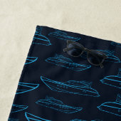 Serviette De Plage Ajoutez votre motif | bleu nommé de yacht (En situation)