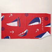 Serviette De Plage Ajoutez votre motif | maigre nommé de voilier (Devant)