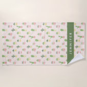 Serviette De Plage Ajoutez votre motif | mignon nommé de cactus (Devant)