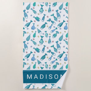 Serviette De Plage Ajoutez votre motif nommé de avec des poissons