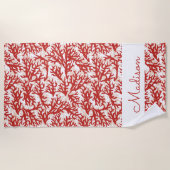 Serviette De Plage Ajoutez votre motif nommé de corail rouge de | (Devant)