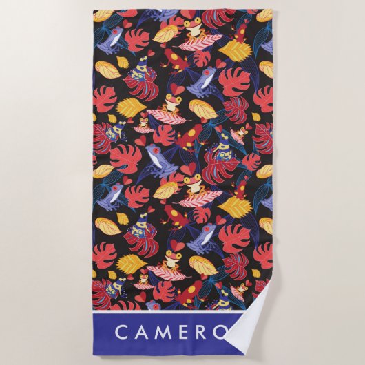 Serviette De Plage Ajoutez votre motif nommé de | des grenouilles (Devant)