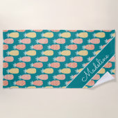 Serviette De Plage Ajoutez votre motif nommé de griffonnage d'ananas (Devant)