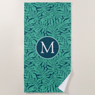 Serviette De Plage Ajoutez votre motif tropical de feuille du