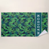 Serviette De Plage Ajoutez votre motif | tropical nommé de feuille (Devant)