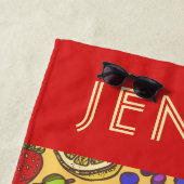 Serviette De Plage Ajoutez votre nom | Fruits tropicaux (En situation)