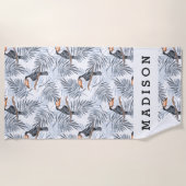 Serviette De Plage Ajoutez votre toucan | gris nommé (Devant)