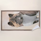 Serviette De Plage Akita Peinture - Cute Original Chien Art (Devant)