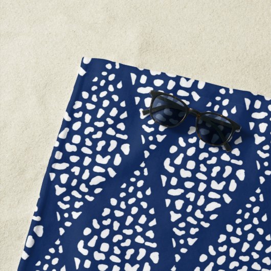 Serviette De Plage Algues blanches sur le bleu (En situation)