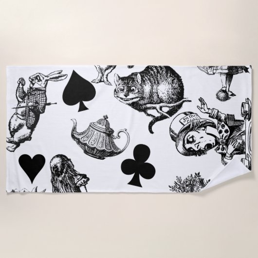Serviette De Plage Alice Lapin Blanc Wonderland Classique (Devant)
