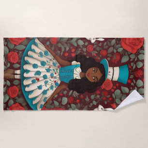 Serviette De Plage Alice noire au pays des merveilles
