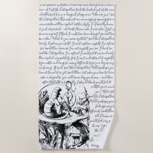 Serviette De Plage Alice noire et blanche vintage au pays des