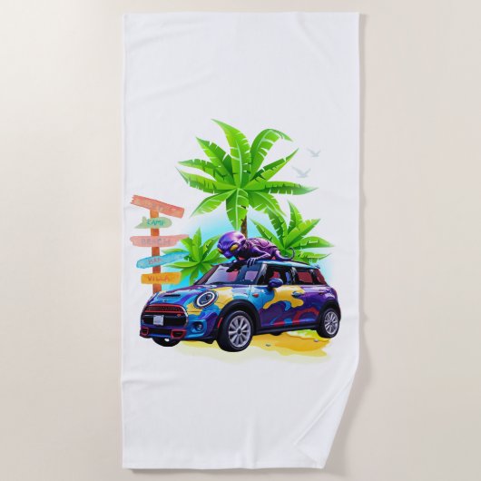 Serviette De Plage Alien en mini-circuit ! (Devant)