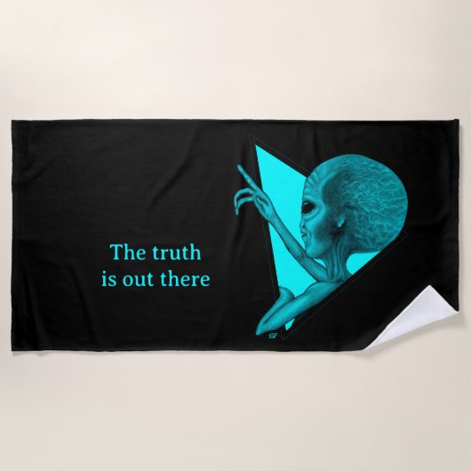 Serviette De Plage Alien gris, la vérité est là (Devant)