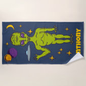 Serviette De Plage Alien spatial avec soucoupe volante personnalisée (Devant)