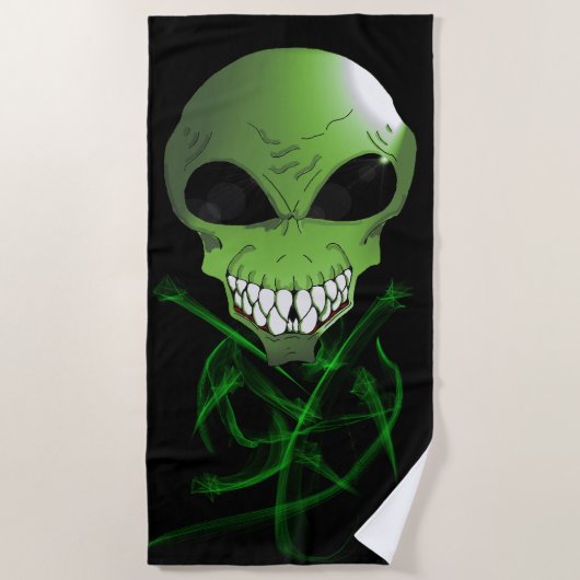 Serviette de plage alien verte (Devant)