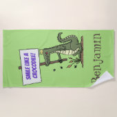 Serviette De Plage Aligator de crocodile drôle avec dessin animé (Devant)