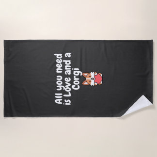 Serviette De Plage All You Need Is Love And a Corgi