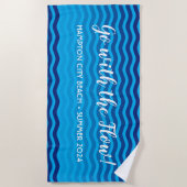 Serviette De Plage "Aller Avec Le Flux" Blue Waves Beach Towel (Devant)