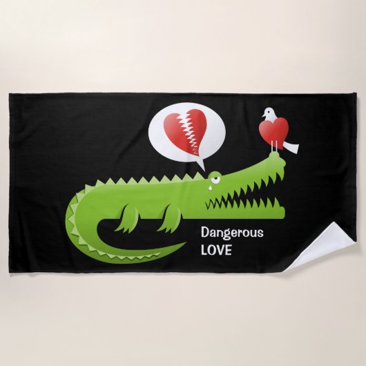 Serviette De Plage Alligator en amour (Devant)