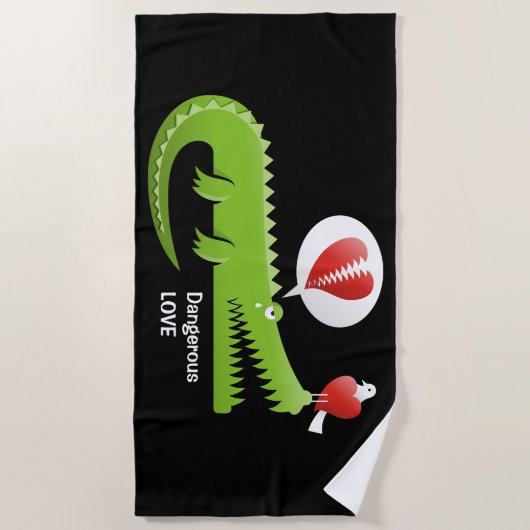 Serviette De Plage Alligator en amour (Devant)