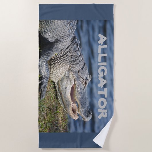 Serviette De Plage Alligator Grinning Gator Photographie (Devant)