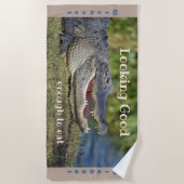 Serviette De Plage Alligator souriant drôle photo de la faune (Devant)