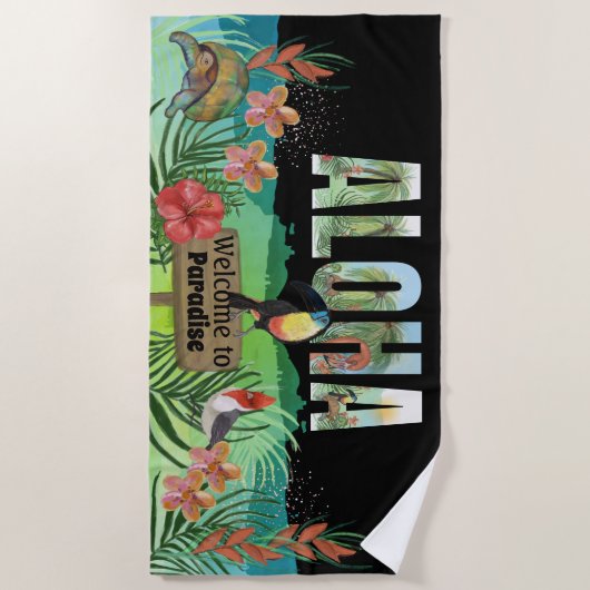 Serviette De Plage Aloha Aloha Aloha Tropical Paradise (Devant)