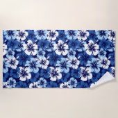 Serviette De Plage Aloha floral hawaïen épopé Hibiscus - Marine (Devant)