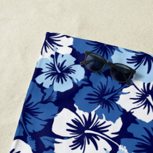 Serviette De Plage Aloha floral hawaïen épopé Hibiscus - Marine