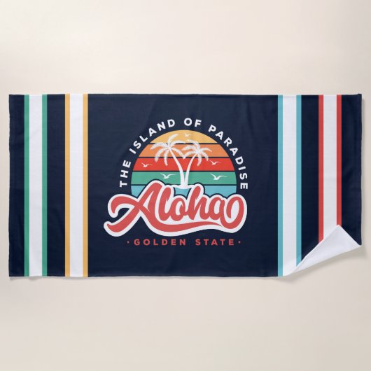 Serviette De Plage Aloha Golden State Hawaii (Devant)