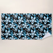 SERVIETTE DE PLAGE ALOHA HAWAII (NOIR/BLEU) (Devant)