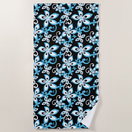 SERVIETTE DE PLAGE ALOHA HAWAII (NOIR/BLEU) (Devant)