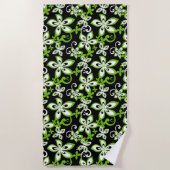 SERVIETTE DE PLAGE ALOHA HAWAII (NOIR/LIME) (Devant)
