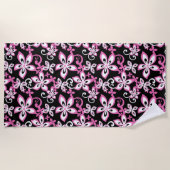 SERVIETTE DE PLAGE ALOHA HAWAII (NOIR/ROSE) (Devant)