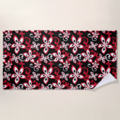 SERVIETTE DE PLAGE ALOHA HAWAII (NOIR/ROUGE) (Devant)