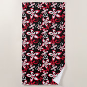 SERVIETTE DE PLAGE ALOHA HAWAII (NOIR/ROUGE) (Devant)