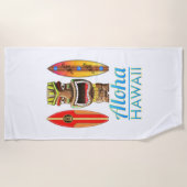 Serviette De Plage Aloha Hawaii Tiki Surf (Devant)