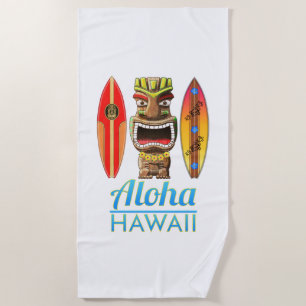 Serviette De Plage Aloha Hawaii Tiki Surf