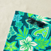 Serviette De Plage Aloha Heart Hibiscus hawaïen Tropical - Turquoise (En situation)