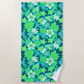 Serviette De Plage Aloha Heart Hibiscus hawaïen Tropical - Turquoise (Devant)