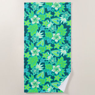 Serviette De Plage Aloha Heart Hibiscus hawaïen Tropical - Turquoise