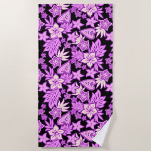 Serviette De Plage Aloha Heart Hibiscus hawaïen Tropical- Violet
