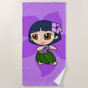 Serviette De Plage Aloha Honeys Purple Hula Girl Hawaiian Hibiscus