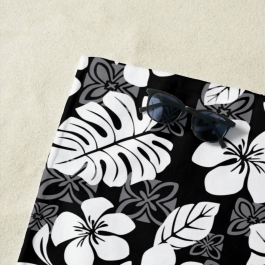 SERVIETTE DE PLAGE ALOHA VENDREDI (NOIR) (En situation)