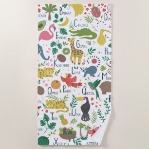 Serviette De Plage Alphabet tropical pour enfants